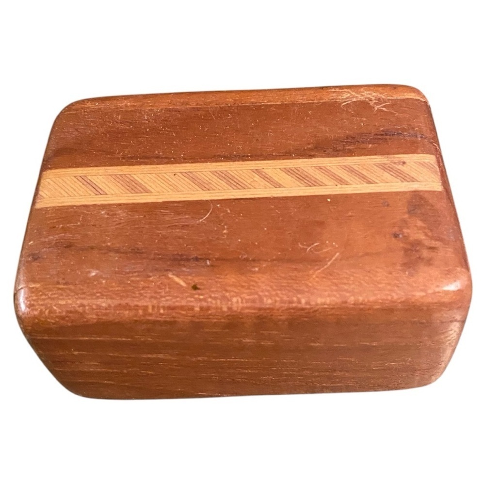 Vintage Teak Wood Stamp Roll Stash Box​​